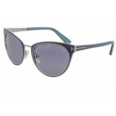 Tom Ford FT0373 86Z Women's Cat Eye Shape Sunglasses in Blue/Silver Metal Full Rim