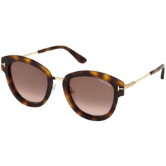 Tom Ford FT0574 52G Women's Cat Eye Shape Sunglasses in Dark Havana Metal Full Rim