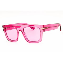 Tom Ford FT0711 75S Unisex Rectangular Sunglasses in Shiny Fuxia/Bordeaux Acetate