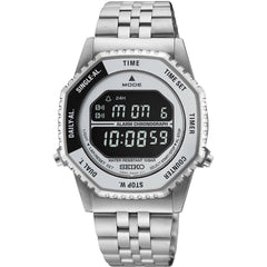Seiko Rotocall HFL002P1 Men's Silver Stainless Steel Digital Quartz Watch 100M