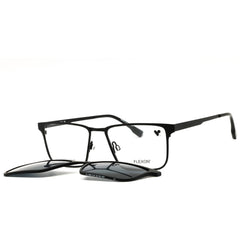 Flexon Men's Matte Black Metal Full Rim Rectangular Sunglasses - FLX1006MAG-SET N 002