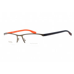 Hugo Boss Men's Matte Grey/Blue Metal Half Rim Rectangular Eyeglasses - 0610/N 08HT 00
