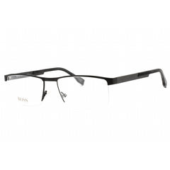 Hugo Boss Men's Black Carbon Metal Half Rim Rectangular Eyeglasses - 0734 0KCQ 00