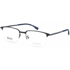 Hugo Boss Men's Matte Blue Metal Half Rim Rectangular Eyeglasses - 1034/F 0FLL 00