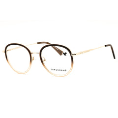 Longchamp LO2168N 727: Gold/Gradient Brown Metal Round Full Rim Eyeglasses for Women's