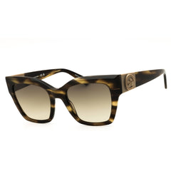 Longchamp LO762S 308 Women's Striped Green Cat Eye Sunglasses, Grey Gradient Lenses