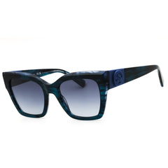 Longchamp LO762SN 407 Women's Striped Blue Cat Eye Sunglasses, Grey Gradient Lenses