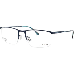Jaguar JG35600 3100 Men's Rectangular Half Rim Titanium Frame Eyeglasses in Matte Blue