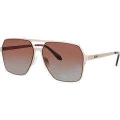 Quay Unisex Gold Metal Full Rim Navigator Frame Sunglasses - BACKSTAGE PASS GLD/BRNPOL