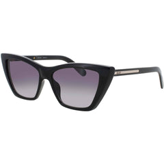 Quay Women's Black Acetate Full Rim Cat Eye Frame Sunglasses - SET IN STONE BLK/SMK