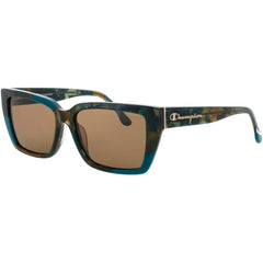 Champion Women's Teal Feathered Acetate Full Rim Square Frame Sunglasses - MELT C02