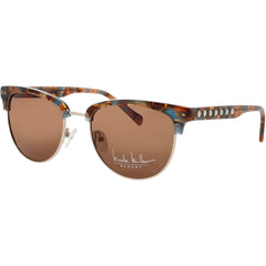 Nicole Miller Women's Multi Brown Acetate/Metal Round Frame Sunglasses - ST PIERRE C03