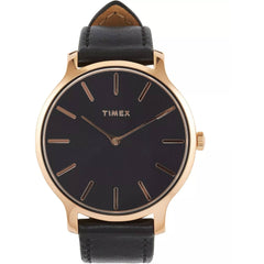 Timex Transcend TW2W19800VQ Women's 38mm Black Dial Quartz Watch, Leather