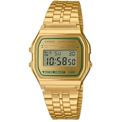 Casio A158WEGV-9A Unisex Digital Watch, Gold Stainless Steel Band with LED Light