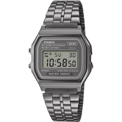 Casio Vintage A158WETB-1A Black Digital Watch, Stainless Steel Band with LED Light