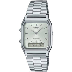 Casio Vintage AQ230A-7A Analog-Digital Watch, Stainless Steel Band, Dual Time