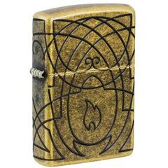 Zippo 47254 Celtic Flame Armor Antique Brass MultiCut Windproof Lighter with Gift Box