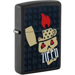 Zippo 47256 Skull and Flames Design Black Matte Windproof Lighter with Gift Box