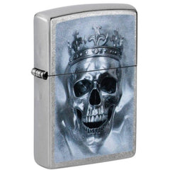 Zippo 47258 Skull King Street Chrome Windproof Refillable Metal Lighter