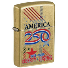 Zippo 47287 America250 Liberty and Justice Street Brass Windproof Refillable Lighter