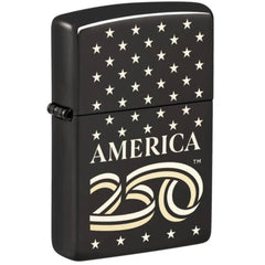 Zippo 47293 America250 Stars Design High Polish Black Windproof Lighter, Two-Tone