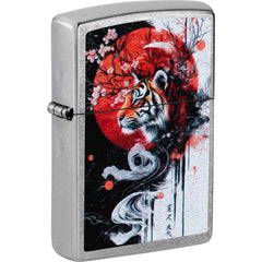 Zippo 47439 Asian Tiger Design Chrome Metal Refillable Windproof Pocket Lighter