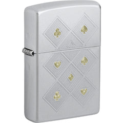 Zippo 47453 Poker Pattern Design Chrome Metal Refillable Windproof Pocket Lighter