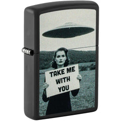 Zippo 47467 UFO Take Me With You Design Black Matte Metal Refillable Windproof Lighter