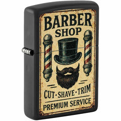 Zippo 47479 Barber Shop Design Black Matte Metal Refillable Windproof Lighter