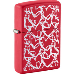 Zippo 47499 Hearts Design Red Matte Metal Refillable Windproof Pocket Lighter