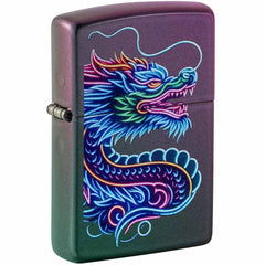 Zippo 47527 Iridescent Dragon Neon Design Windproof Refillable Lighter, All Metal