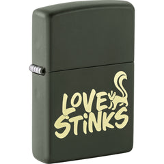 Zippo 47533 Love Stinks Design Green Matte Windproof Refillable Lighter, Gift Box