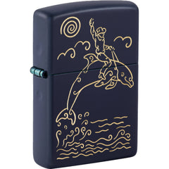 Zippo 47535 Cowboy Dolphin Design Windproof Refillable Lighter, All Metal, Gift Box