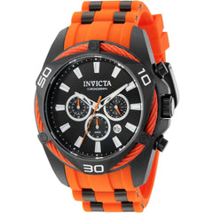 Invicta Bolt Vanguard 43760 Men's 50mm Black Quartz Watch with Orange Silicone Strap