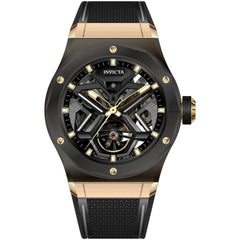 Invicta Celestial 70110 Men's Automatic Watch  Gold Tone, Black Dial Rubber Band