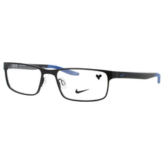 Nike Men's Satin Black/Blue Metal Full Rim Rectangular Frame Eyeglasses - 8131 N 008