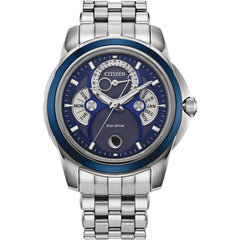 Citizen BU0088-51H Calendrier Men's Eco-Drive Watch 41.8mm Blue Dial, Moon Phase Steel
