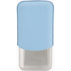 S.T. Dupont 183364 3-Cigar Case, Turquoise Blue Grained Leather and Stainless Steel