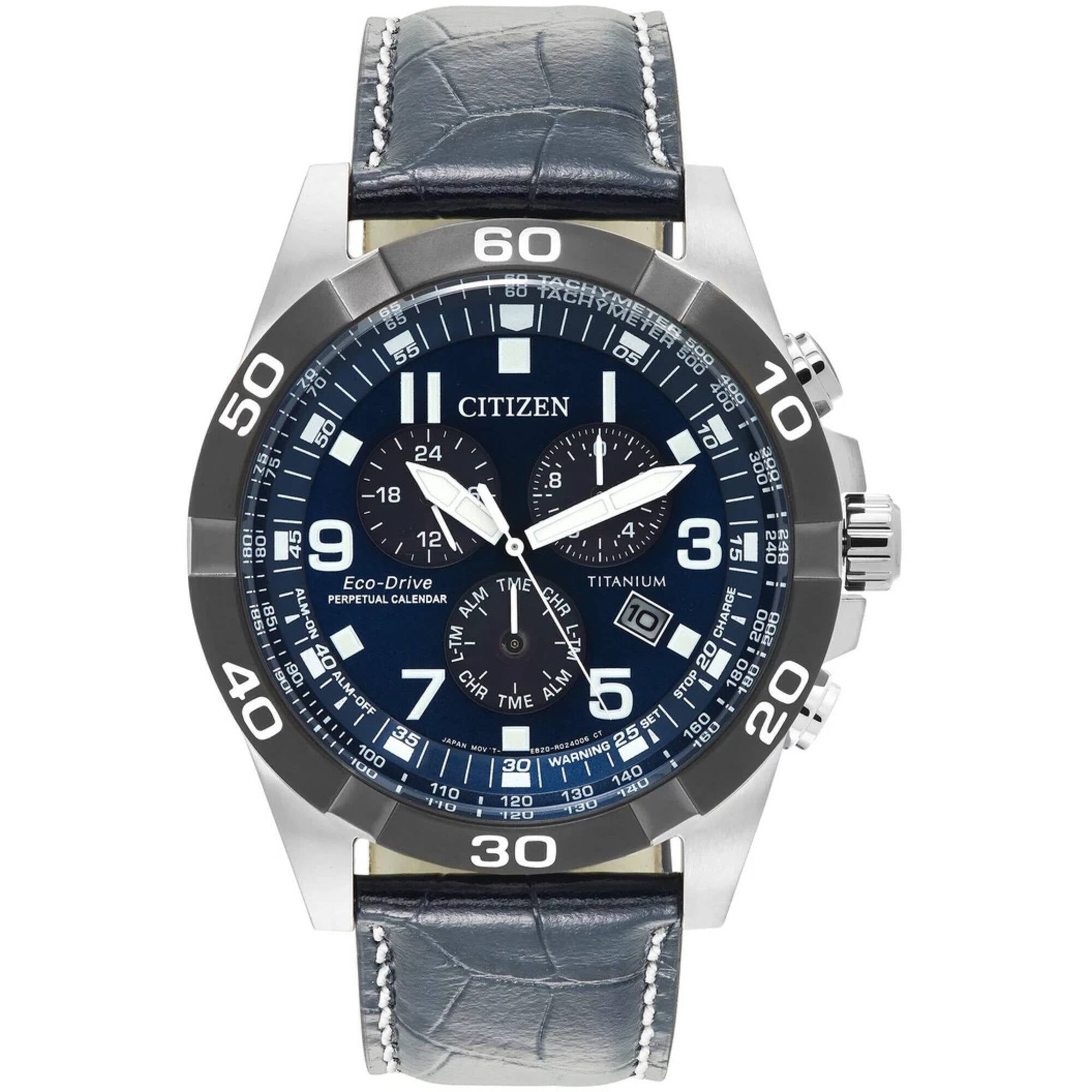 Citizen BL5558-07L Men's Eco-Drive Chronograph Watch with Blue Dial an ...