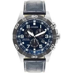 Citizen BL5558-07L Men's Eco-Drive Chronograph Watch with Blue Dial and Titanium Style