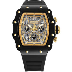 Invicta Racing 69728 Men’s 44.3mm Quartz Watch with Black Acrylic Case, Gold Dial, 50M
