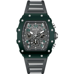 Invicta Racing 69735 Men’s 44.3 mm Quartz Watch, Dark Green Case, Grey Silicone Strap