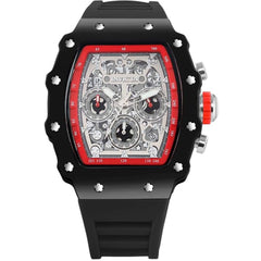 Invicta Racing 69736 Men’s 44.3 mm Quartz Watch, Black Acrylic Case, Silver Dial, 50 M