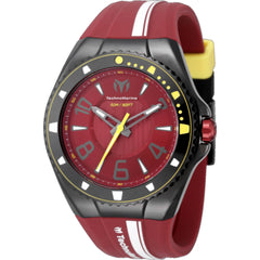 TechnoMarine TM-525008 Racing Legends Men’s 44mm Quartz Watch, Dark Red Silicone Band
