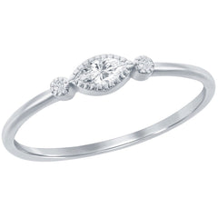 Classic Women's Marquise and Bezel-Set CZ Ring - W-2743