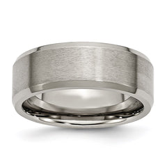 Titanium Beveled Edge 8mm Brushed and Polished Band | TB115