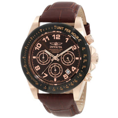 Invicta 10712 Men's Speedway Rose Gold Tone Brown Dial Leather Strap Chronograph Watch