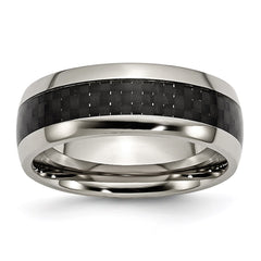 Titanium Polished w/Black Carbon Fiber Inlay 8mm Band | TB178