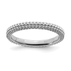Sterling Silver Stackable Expressions Rhodium-plated Domed Ring | QSK878