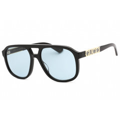 Gucci Unisex Sunglasses - Black Plastic Pilot Full Rim Frame Blue Lens | GG1188S 004